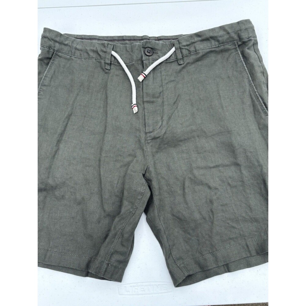 Zara 100% Linen Shorts Men’s Medium Olive Green